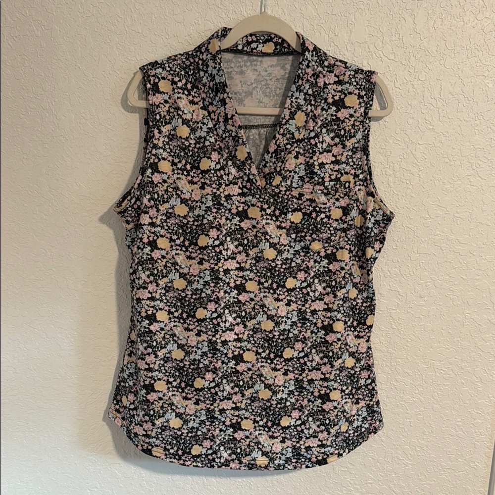 LG Black and Brown Sleeveless Fitted Blouse
